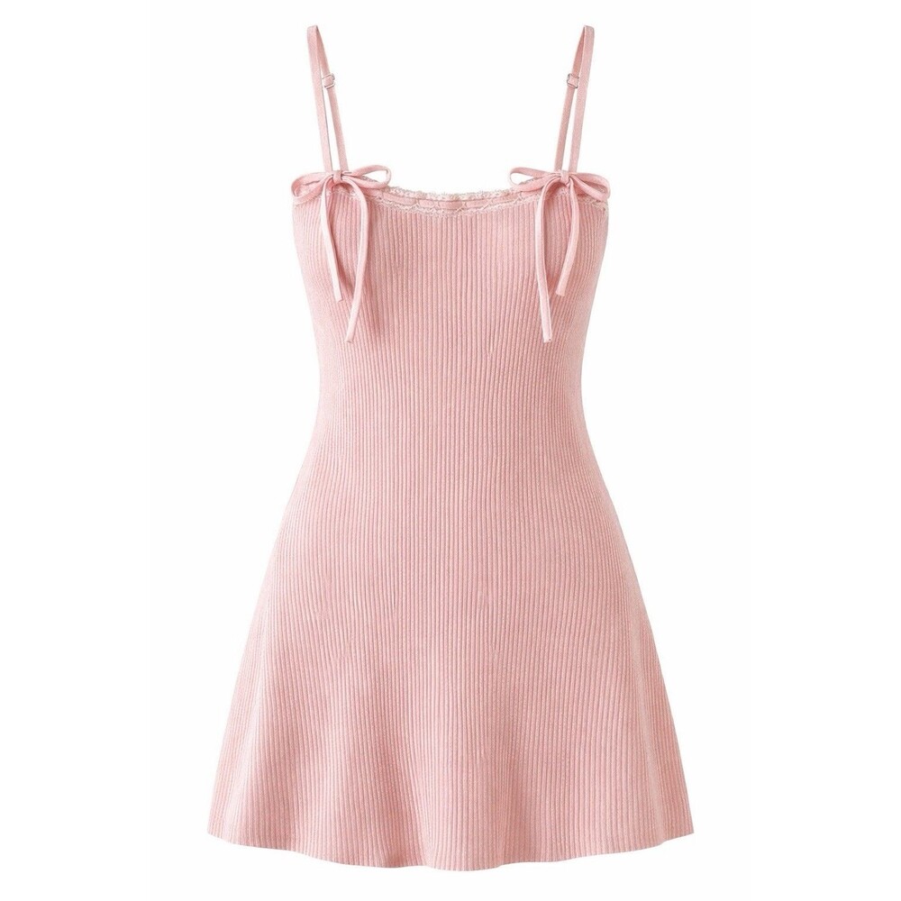 Edikted Fridah Ribbed Knit Mini Pink Size XL Soft Girl Feminine Coquette